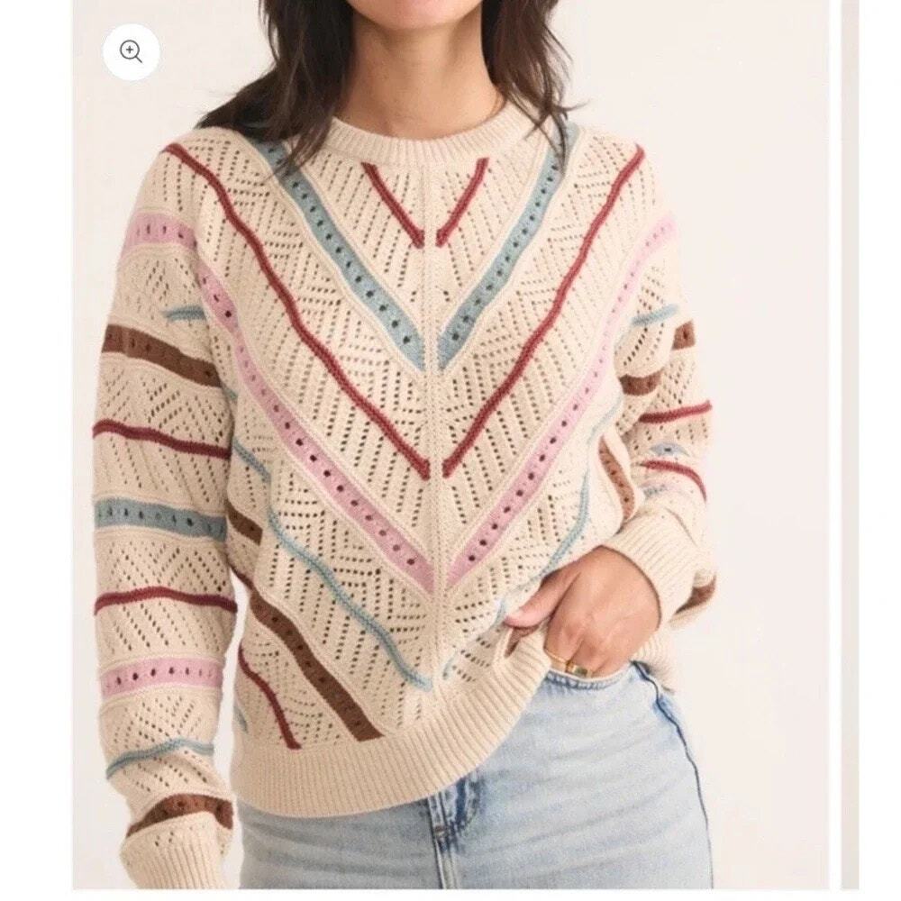 Marine Layer Brooke Striped Crewneck Sweater Sz Small